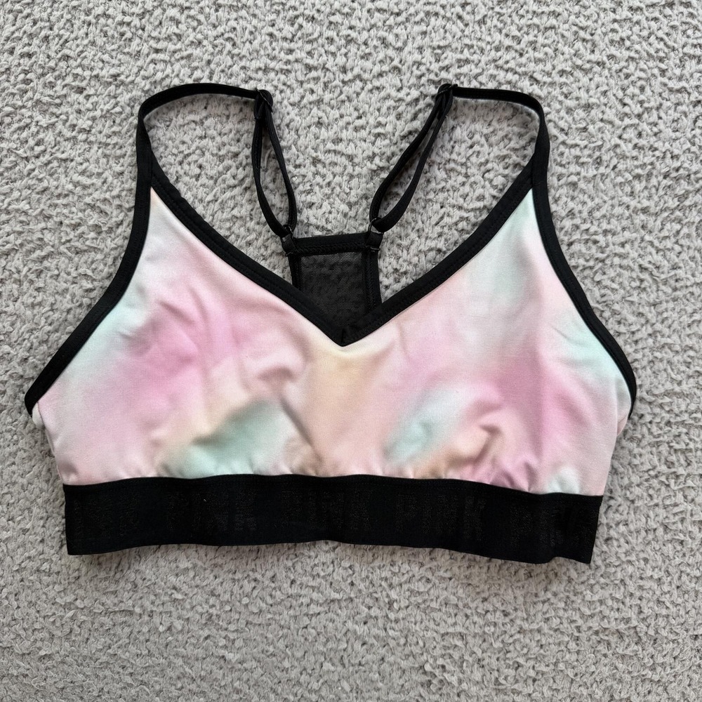 Victorias Secret PINK Tie Dye Sports Bra Pastel Mesh Racerback Small